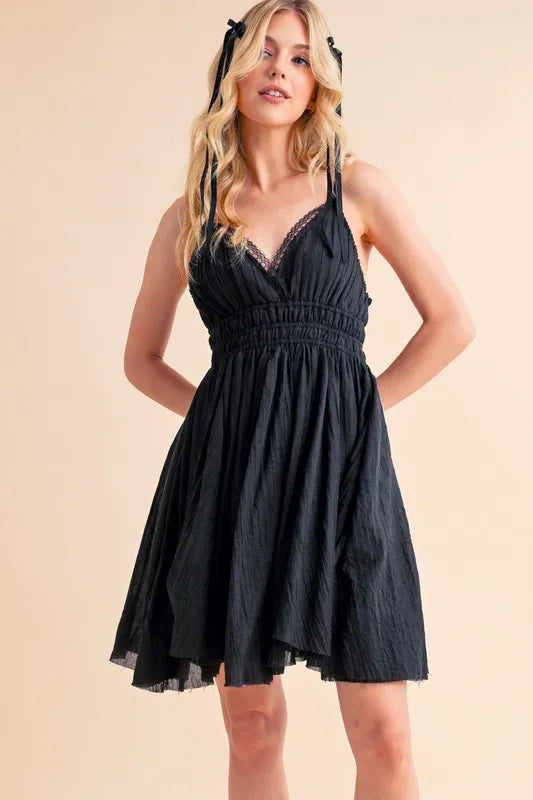 Trendsi BLACK / L Aemi+Co Lace Detail Mini Cami Dress