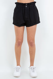 Trendsi Shorts Black / S American Bazi High Waist Paper Bag Shorts