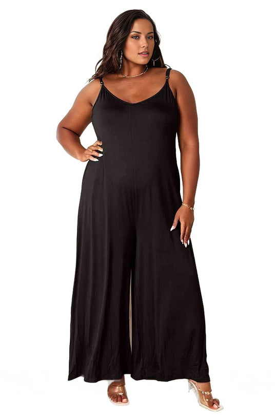 Soft Rayon Spaghetti Strap Tied Wide Leg Jumpsuit