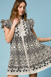 Trendsi Black / S Umgee Full Size Mixed Print Mini Dress Plus Size