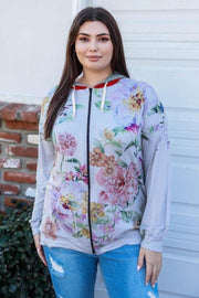 Floral Zip Up Hoodie