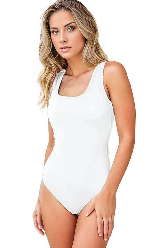Bodysuits White / S Square Neck Sleeveless Bodysuit