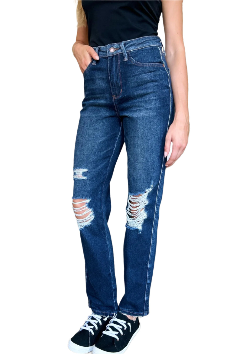 Trendsi Bottoms/Jeans Judy Blue High Waist Rigid Magic Heavy Destroy Straight Jeans