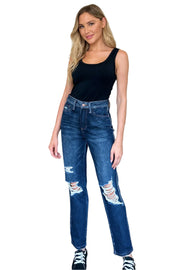 Trendsi Bottoms/Jeans Judy Blue High Waist Rigid Magic Heavy Destroy Straight Jeans