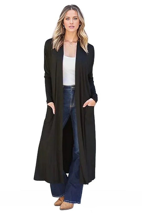 Cardigans Black / S Basic Bae Full Size Open Front Long Sleeve Cover Up