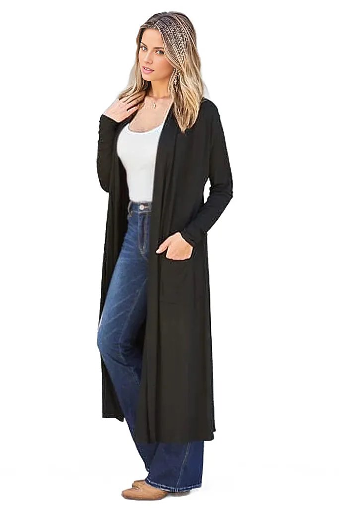Cardigans Basic Bae Full Size Open Front Long Sleeve Cover Up