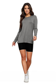 Charcoal / S Basic Bae Full Size Round Neck Long Sleeve Top