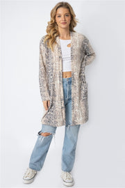 Trendsi Shirts & Tops Animal Print Flannel Open Front Longline Cardigan