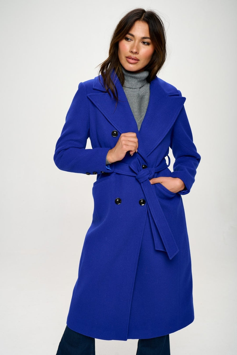 Trendsi Coalition LA Double-Breasted Longline Coat with Belt