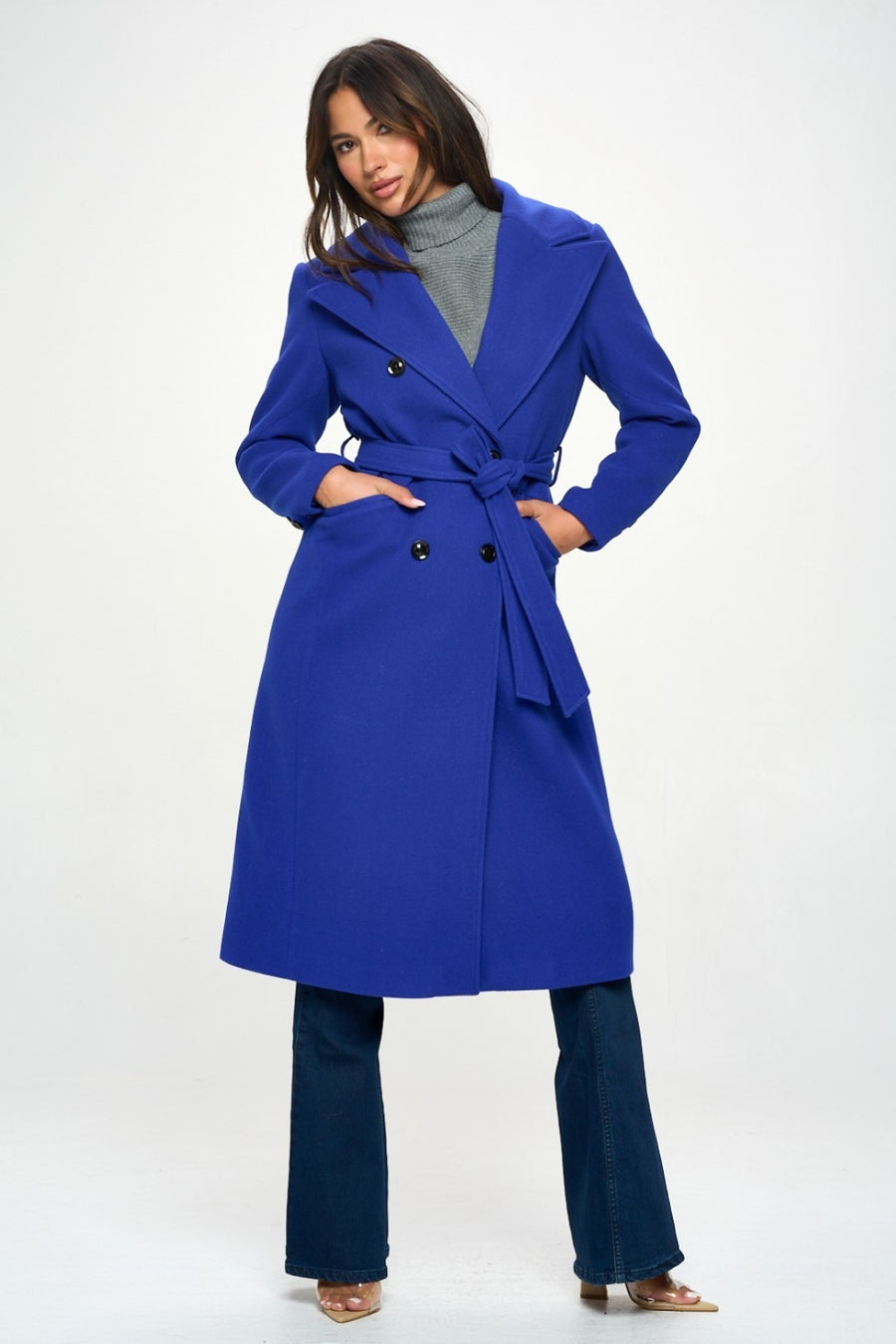 Trendsi Coalition LA Double-Breasted Longline Coat with Belt