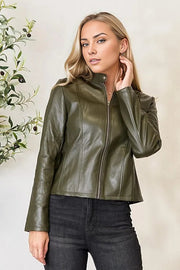 Coats & Jackets Army Green / S Mock Neck Zip Up Jacket