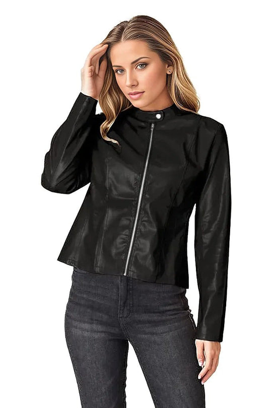 Coats & Jackets Black / S Mock Neck Zip Up Jacket