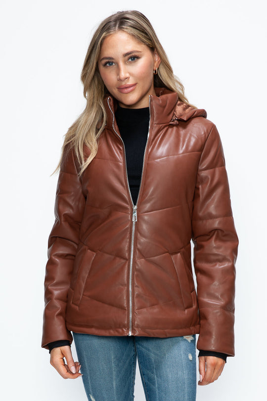 Trendsi Coats & Jackets Brandy / S How Dare U Pocketed Zip Up Puffer Jacket with Removable Hood