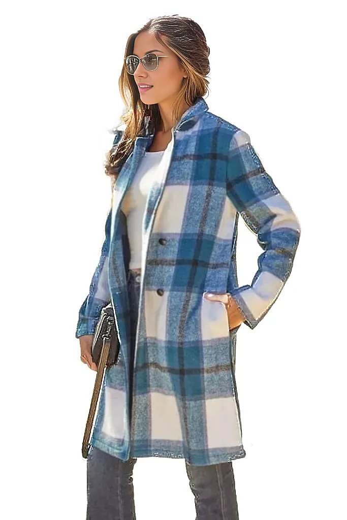 Trendsi Coats & Jackets Georgina Plaid Button Up Lapel Collar Coat