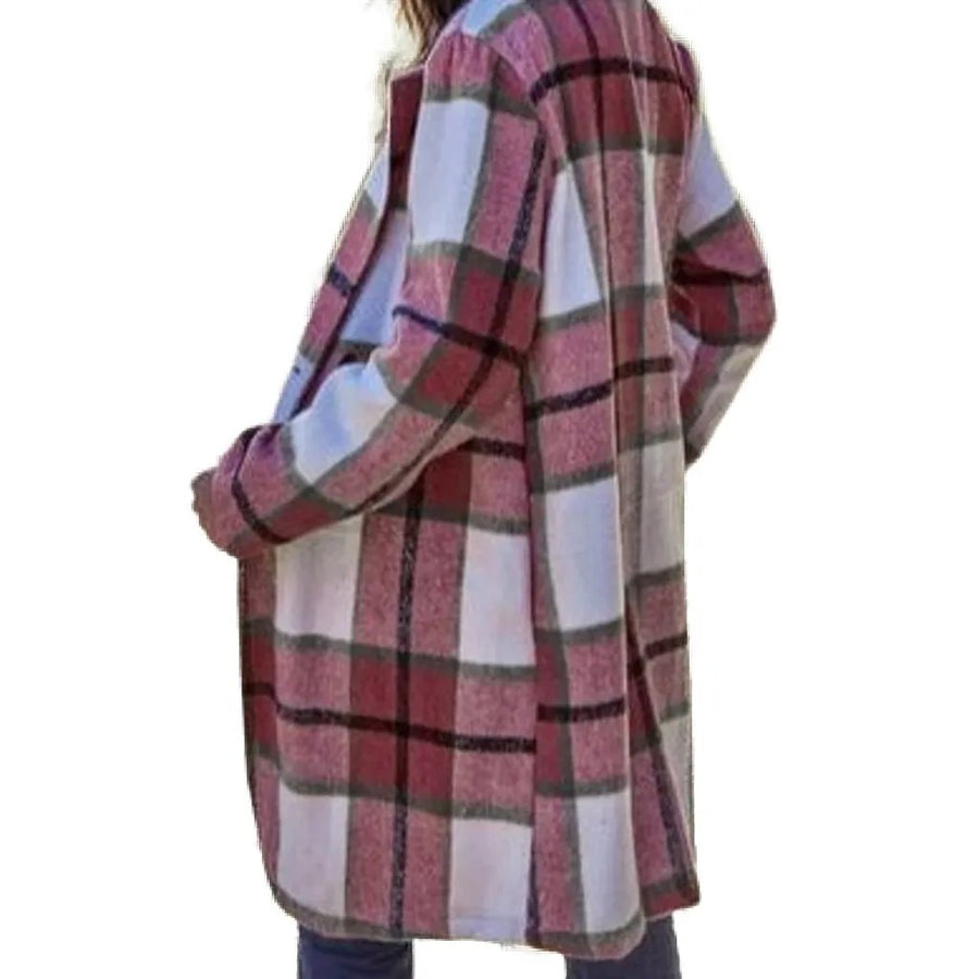 Trendsi Coats & Jackets Georgina Plaid Button Up Lapel Collar Coat