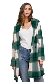 Trendsi Coats & Jackets Green / 3XL Georgina Plaid Button Up Lapel Collar Coat