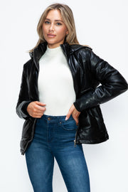 Trendsi Coats & Jackets How Dare U Pocketed Zip Up Puffer Jacket with Removable Hood