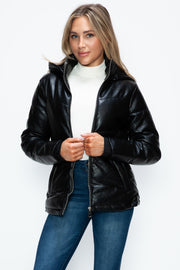 Trendsi Coats & Jackets How Dare U Pocketed Zip Up Puffer Jacket with Removable Hood