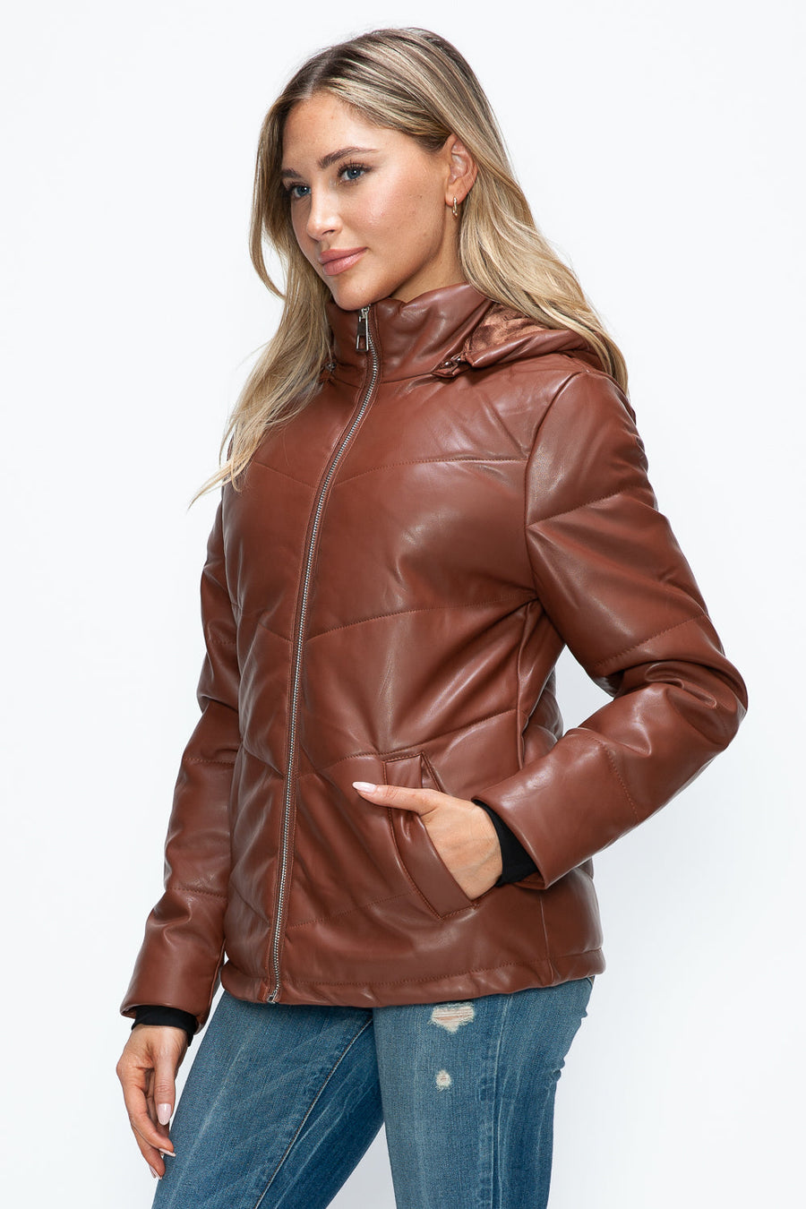 Trendsi Coats & Jackets How Dare U Pocketed Zip Up Puffer Jacket with Removable Hood