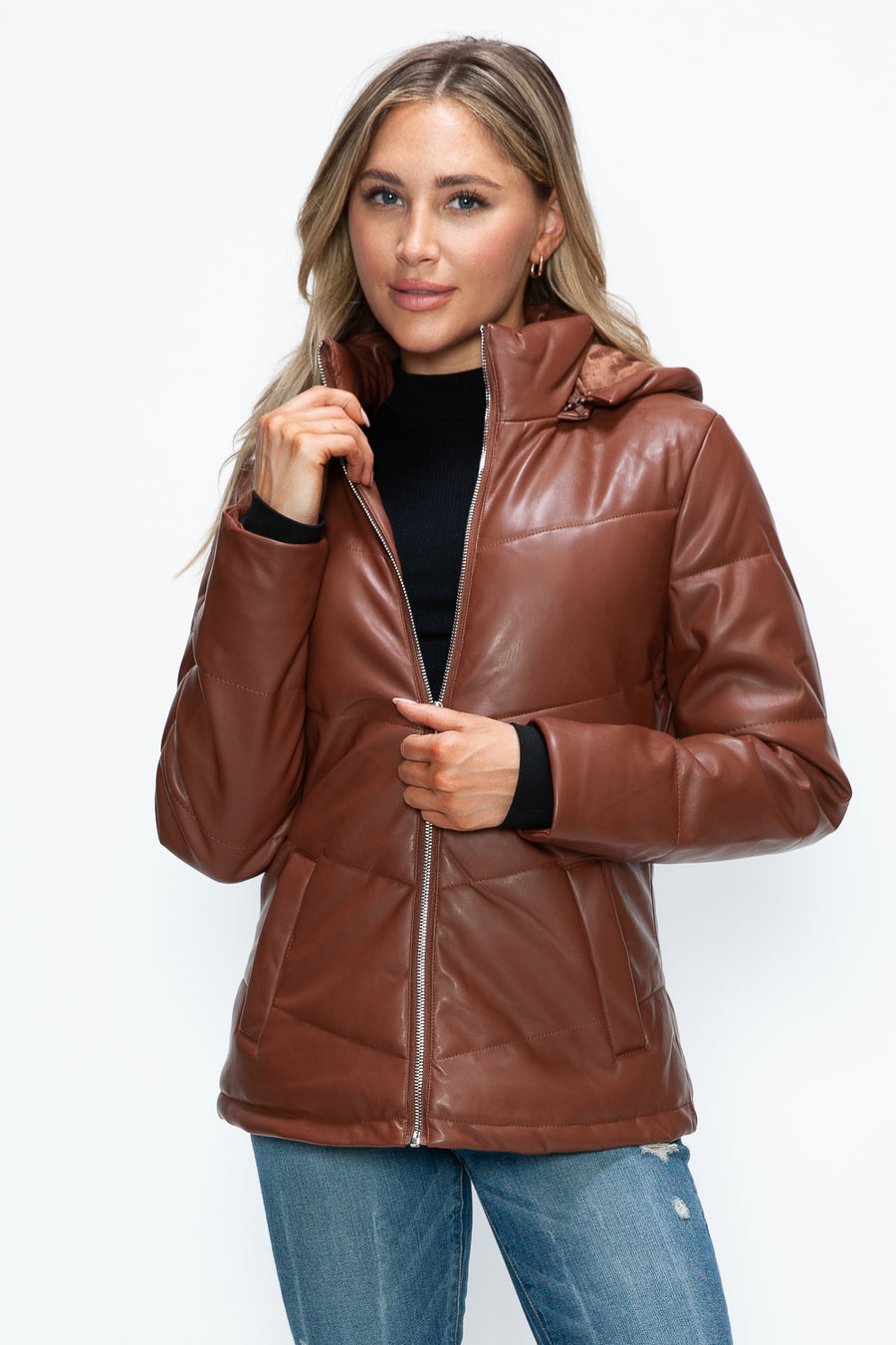 Trendsi Coats & Jackets How Dare U Pocketed Zip Up Puffer Jacket with Removable Hood