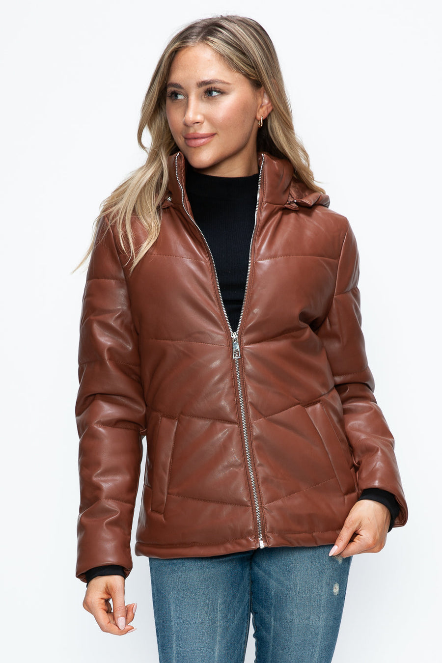 Trendsi Coats & Jackets How Dare U Pocketed Zip Up Puffer Jacket with Removable Hood