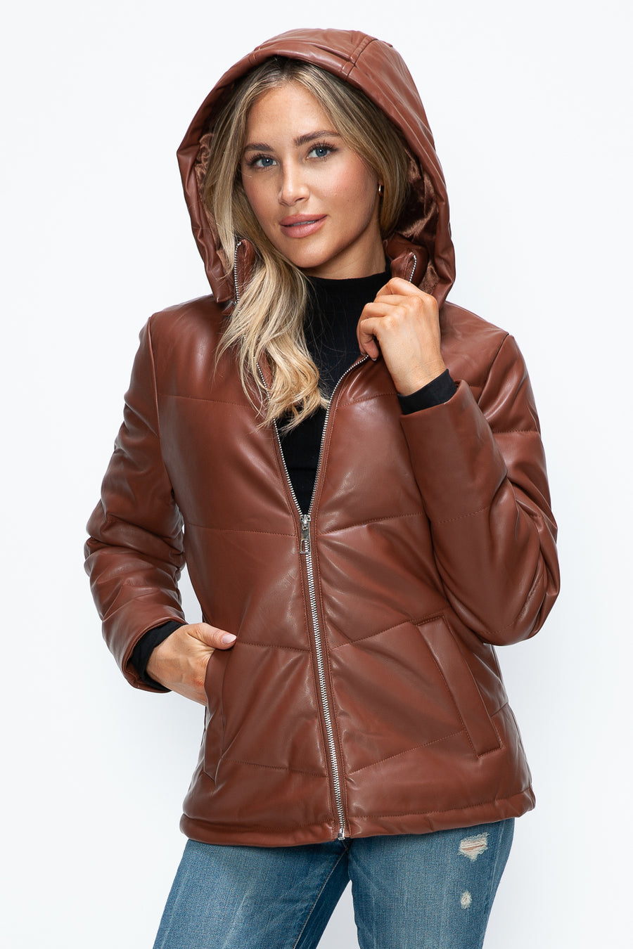 Trendsi Coats & Jackets How Dare U Pocketed Zip Up Puffer Jacket with Removable Hood