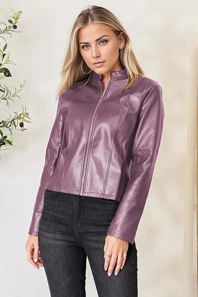 Trendsi Coats & Jackets Lilac / S Mock Neck Zip Up Jacket