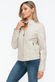 Trendsi Coats & Jackets Snobbish PU Leather Biker Jacket with Side Zip Pockets