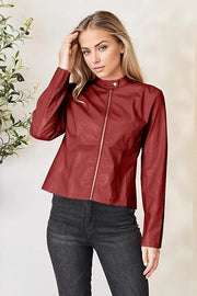 Coats & Jackets Wine / S Mock Neck Zip Up Jacket