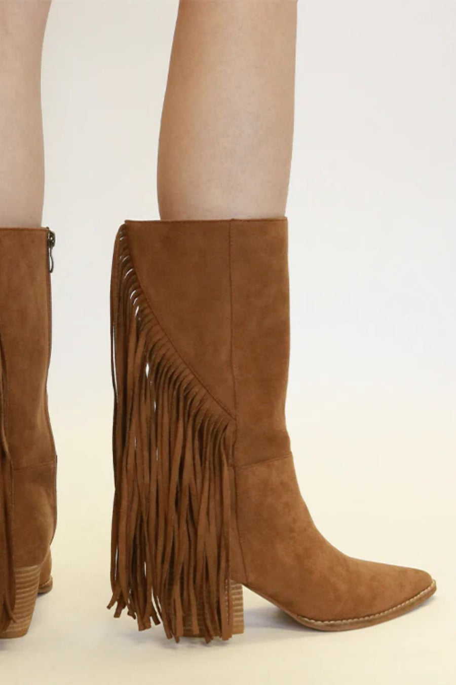 Trendsi Coffee / 6 Beast Fashion Suede Fringe Point Toe Boots