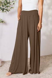 Trendsi Coffee Brown / S Double Take Full Size Smocked Wide Waistband Wide Leg Pants