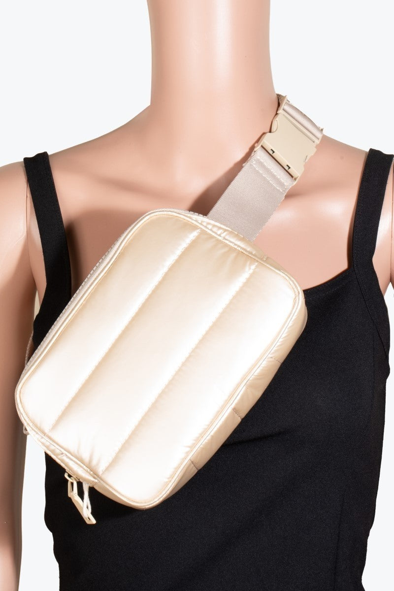 Trendsi Cream / One Size Fame Quilted Nylon Crossbody Bag
