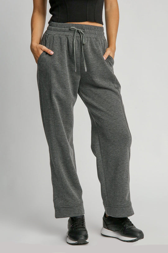 Trendsi Dark Gray / S Umgee Full Size Drawstring Wide Leg Pants with Pockets