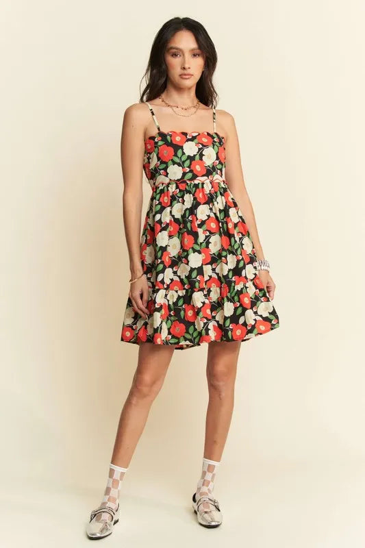 Trendsi Davi & Dani Floral Scalloped Cutout Back Mini Dress