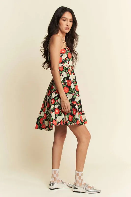 Trendsi Davi & Dani Floral Scalloped Cutout Back Mini Dress