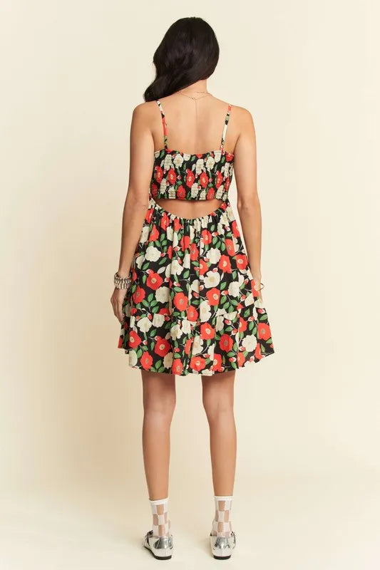 Trendsi Davi & Dani Floral Scalloped Cutout Back Mini Dress