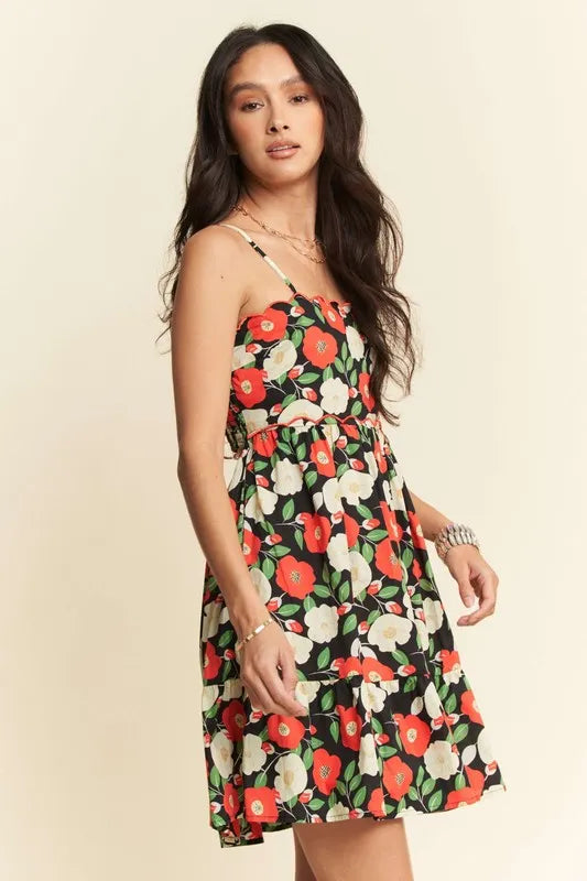 Trendsi Davi & Dani Floral Scalloped Cutout Back Mini Dress