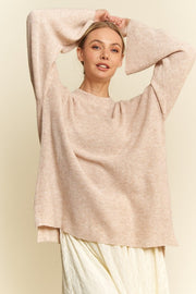 Trendsi Davi & Dani High-Low Round Neck Drop Shoulder Sweater