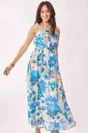 Trendsi Davi & Dani Tropical Boho Printed Detail Cut Out Maxi Dress
