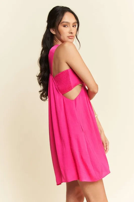 Trendsi Davi & Dani Washed Satin Cutout Skirt Bandeau Mini Dress