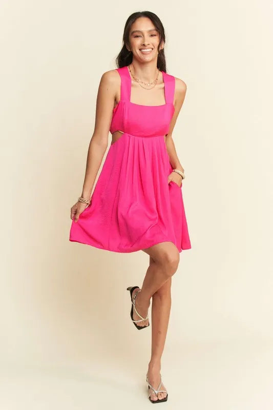 Trendsi Davi & Dani Washed Satin Cutout Skirt Bandeau Mini Dress