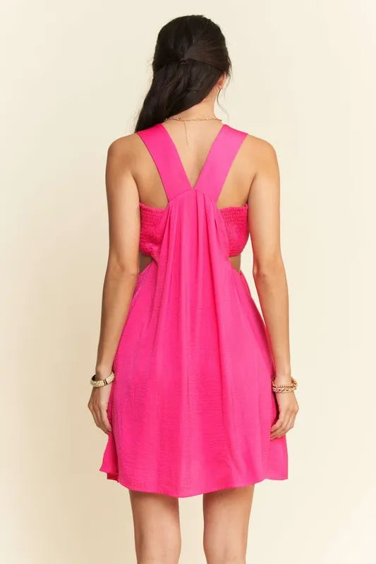 Trendsi Davi & Dani Washed Satin Cutout Skirt Bandeau Mini Dress