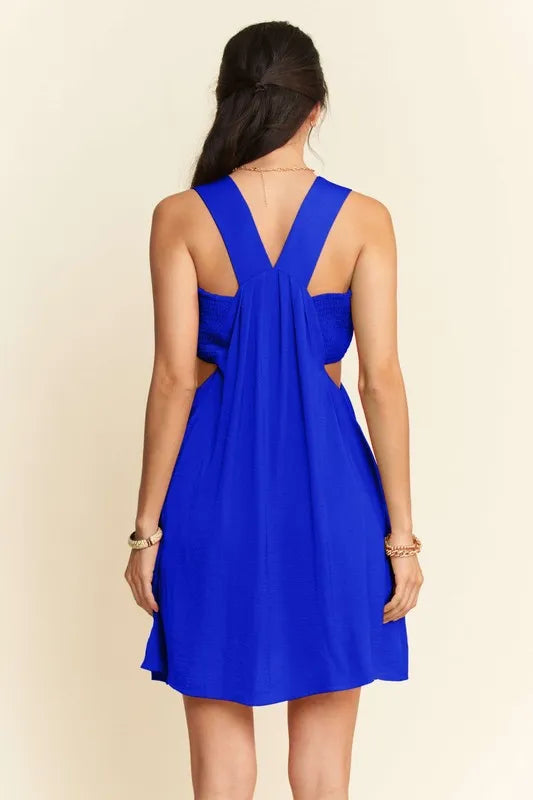 Trendsi Davi & Dani Washed Satin Cutout Skirt Bandeau Mini Dress
