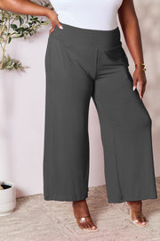 Trendsi Double Take Full Size Smocked Wide Waistband Wide Leg Pants