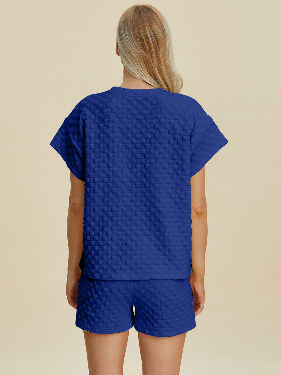 Trendsi Double Take Full Size Texture T-Shirt and Shorts Set