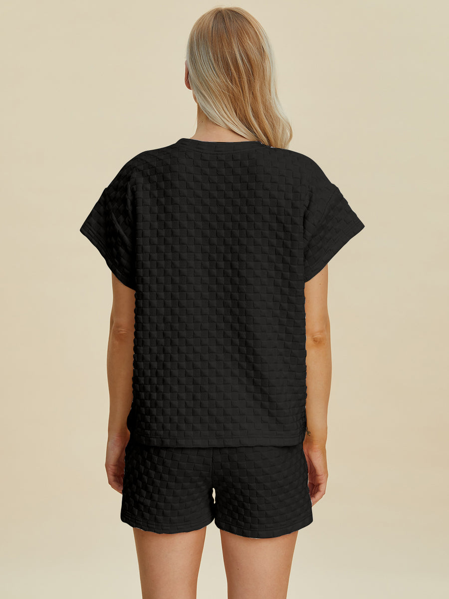 Trendsi Double Take Full Size Texture T-Shirt and Shorts Set