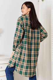 Trendsi Double Take Plaid Collared Neck Long Sleeve Shirt