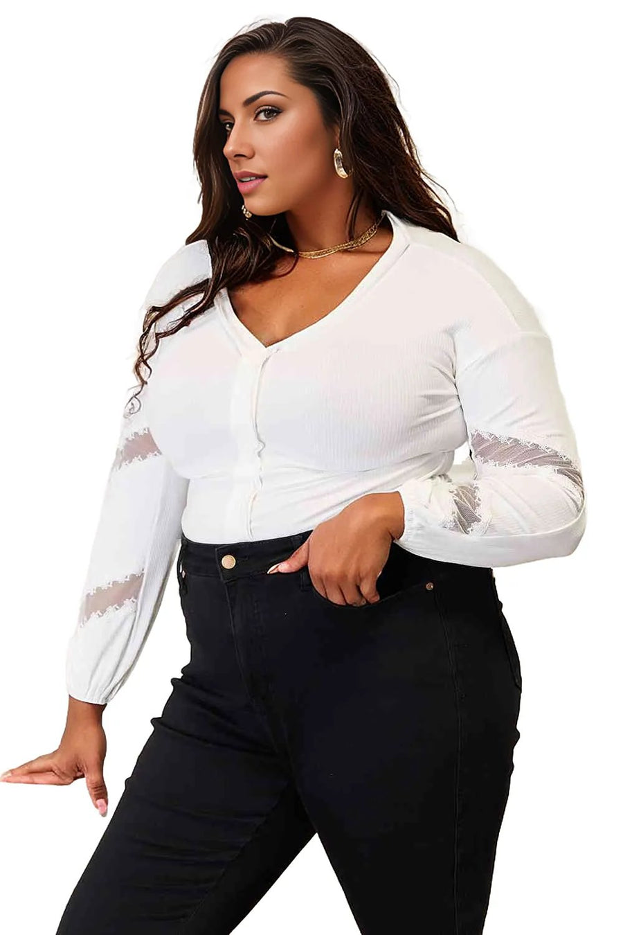 Double Take V-Neck Dropped Shoulder Blouse