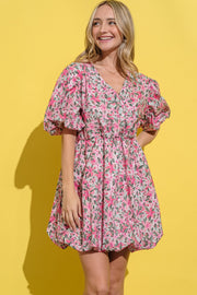 Trendsi Dresses/Floral Dresses And The Why Floral Bubble Hem Puff Sleeve Dress