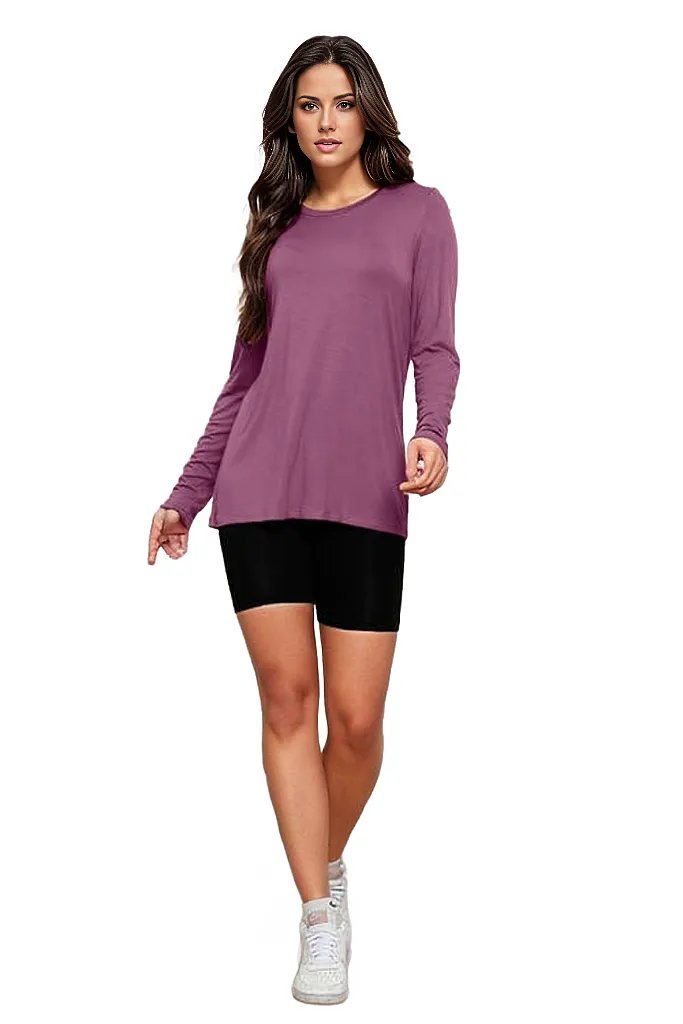 Dusty Purple / S Basic Bae Full Size Round Neck Long Sleeve Top